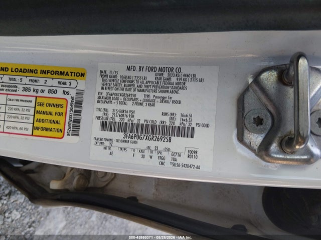 Продаж на аукціоні авто 2016 Ford Fusion S, vin: 3FA6P0G7XGR269258, номер лоту: 45999371