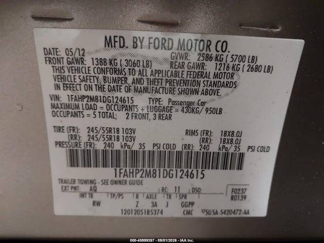 Продажа на аукционе авто 2013 Ford Police Interceptor, vin: 1FAHP2M81DG124615, номер лота: 45999397