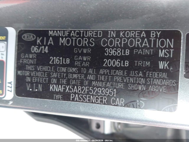 Aukcja sprzedaży 2015 Kia Forte Ex, vin: KNAFX5A82F5293951, numer aukcji: 45999411