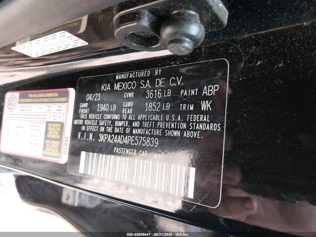 2023 Kia Rio Lx მანქანა იყიდება აუქციონზე, vin: 3KPA24AD4PE575839, აუქციონის ნომერი: 45999447