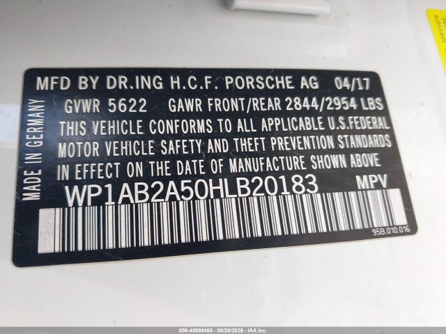 Aukcja sprzedaży 2017 Porsche Macan S, vin: WP1AB2A50HLB20183, numer aukcji: 45999465