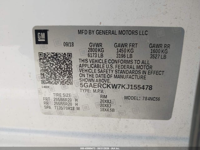 Aukcja sprzedaży 2019 Buick Enclave Fwd Premium, vin: 5GAERCKW7KJ155478, numer aukcji: 45999473