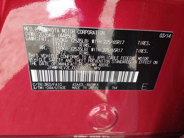 Toyota Rav4 Xle 2014 JTMWFREV2EJ007390 Image 9