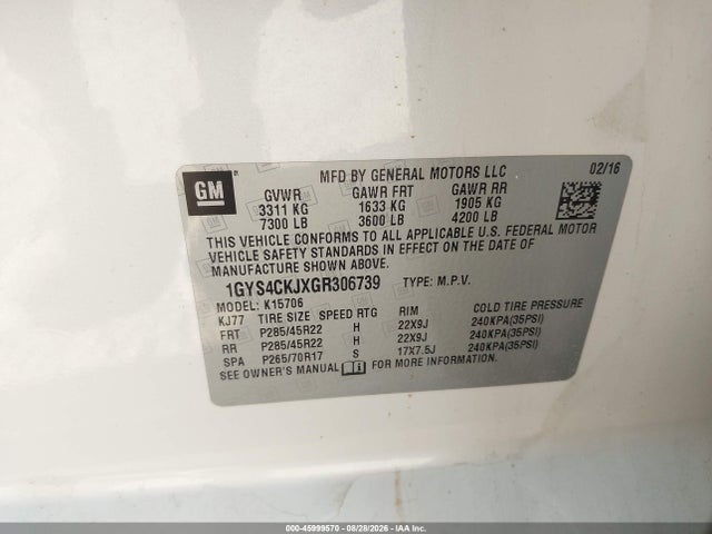 Продажа на аукционе авто 2016 Cadillac Escalade Premium Collection, vin: 1GYS4CKJXGR306739, номер лота: 45999570