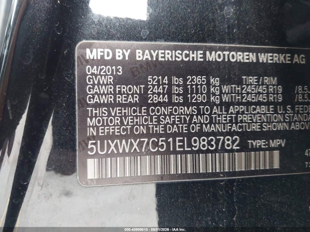 Продаж на аукціоні авто 2014 Bmw X3 Xdrive35i, vin: 5UXWX7C51EL983782, номер лоту: 45999610