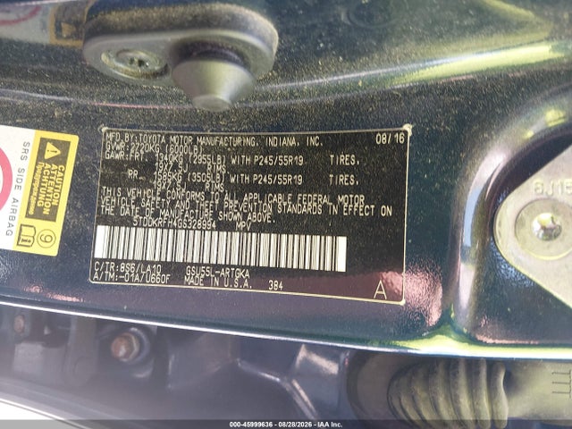 Aukcja sprzedaży 2016 Toyota Highlander Limited V6, vin: 5TDDKRFH4GS328994, numer aukcji: 45999636