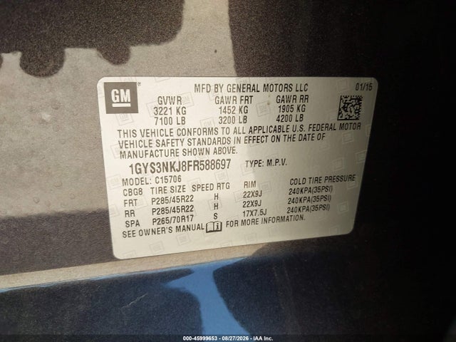 Cadillac Escalade Premium 2015 1GYS3NKJ8FR588697 Image 9