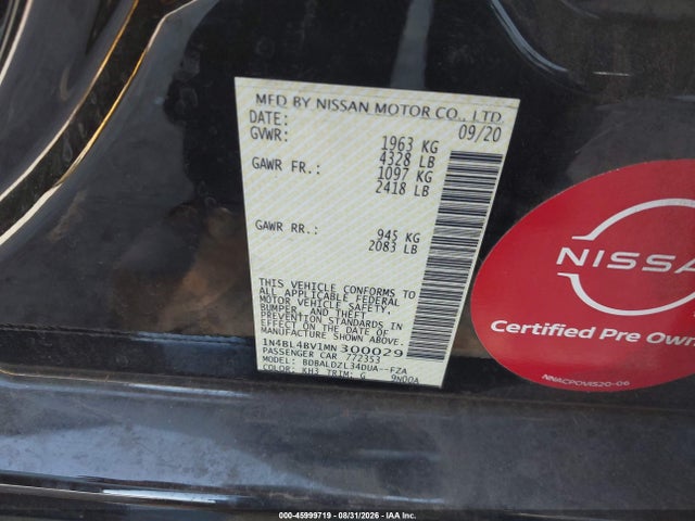 Продаж на аукціоні авто 2021 Nissan Altima S Fwd, vin: 1N4BL4BV1MN300029, номер лоту: 45999719
