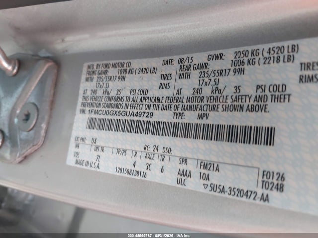 Ford ESCAPE SE 2016 1FMCU0GX5GUA49729 Image 9