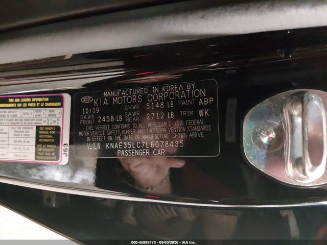45999779 :رقم المزاد ، KNAE35LC7L6078435 vin ، 2020 Kia Stinger Gt مزاد بيع
