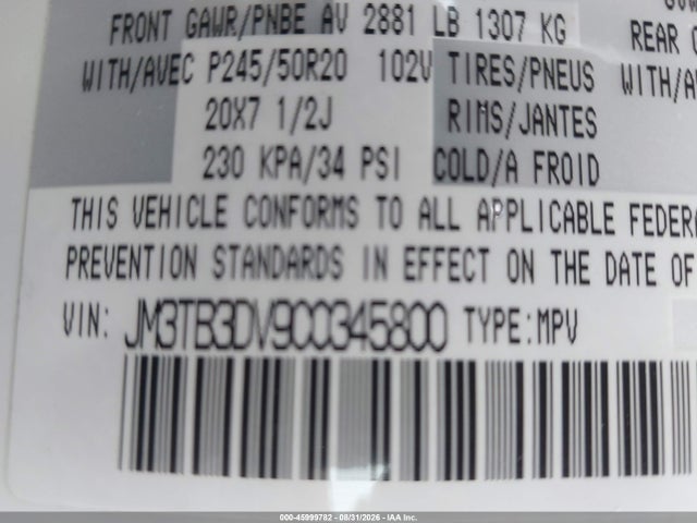Продажа на аукционе авто 2012 Mazda Cx-9 Grand Touring, vin: JM3TB3DV9C0345800, номер лота: 45999782