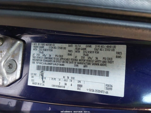 Ford Escape Titanium 2015 1FMCU9J96FUA31446 Image 9