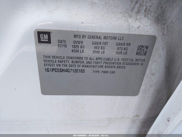 Продажа на аукционе авто 2016 Chevrolet Cruze Limited Ls Auto, vin: 1G1PC5SH4G7126183, номер лота: 45999863