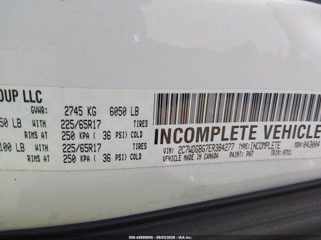 45999895 :رقم المزاد ، 2C7WDGBG7ER384277 vin ، 2014 Dodge Grand Caravan Se مزاد بيع