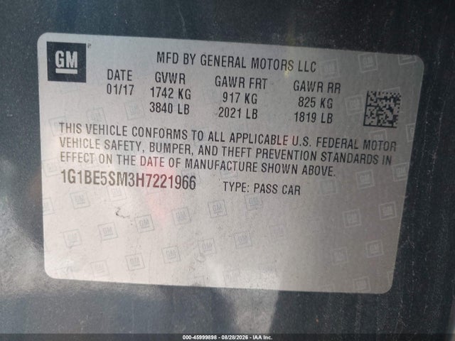 1G1BE5SM3H7221966 Chevrolet Cruze Lt Auto