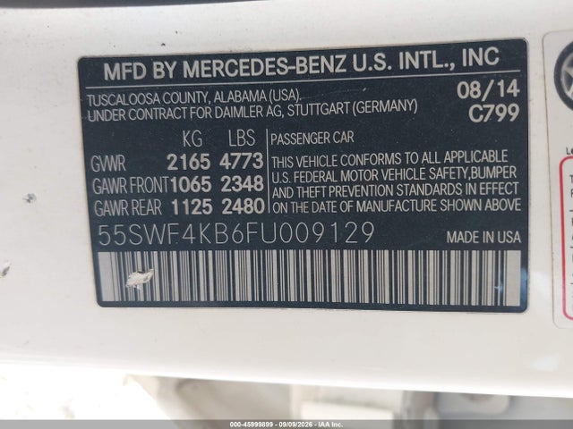 Продаж на аукціоні авто 2015 Mercedes-benz C 300 Sport 4matic, vin: 55SWF4KB6FU009129, номер лоту: 45999899