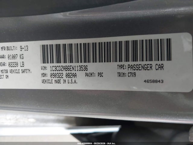 45999904 :رقم المزاد ، 1C3CDZAB6EN113536 vin ، 2014 Dodge Avenger Se مزاد بيع