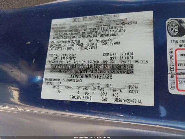 Aukcja sprzedaży 2006 Ford Mustang V6, vin: 1ZVFT80N965127768, numer aukcji: 45999929