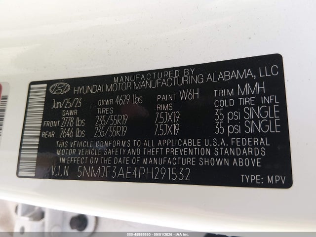 Продаж на аукціоні авто 2023 Hyundai Tucson Sel, vin: 5NMJF3AE4PH291532, номер лоту: 45999990