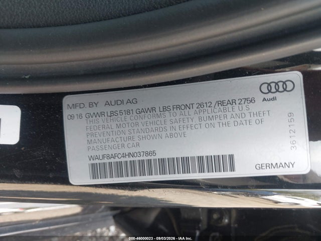 Aukcja sprzedaży 2017 Audi A6 2.0t Premium, vin: WAUF8AFC4HN037865, numer aukcji: 46000023