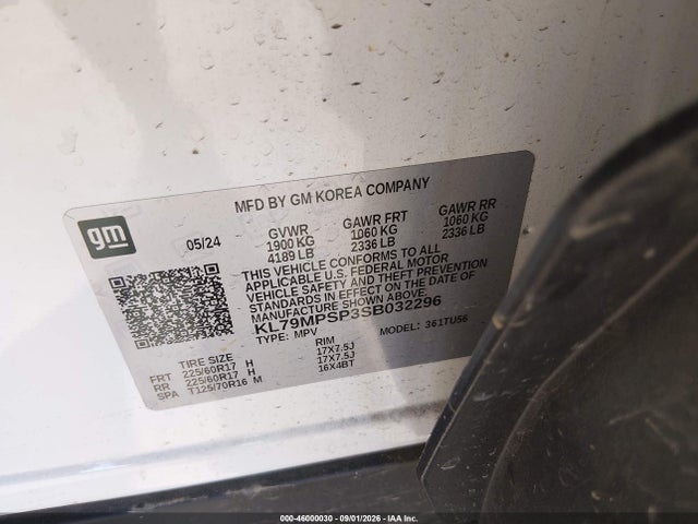 Продаж на аукціоні авто 2025 Chevrolet Trailblazer Fwd Lt, vin: KL79MPSP3SB032296, номер лоту: 46000030