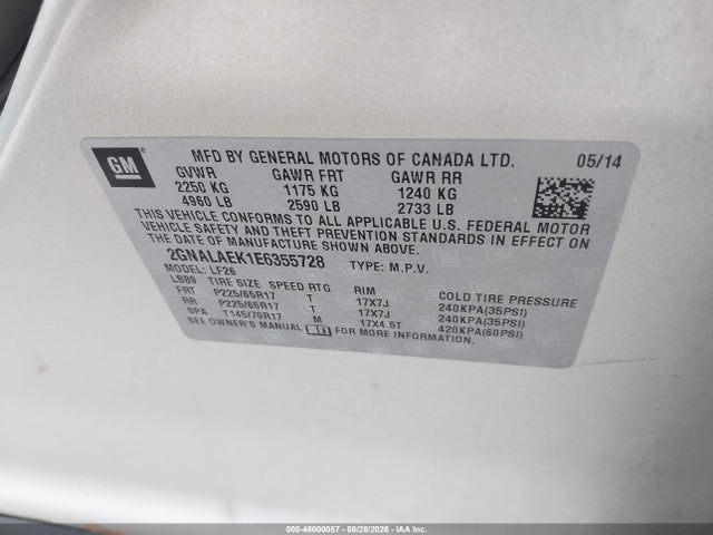 Chevrolet EQUINOX LS 2014 2GNALAEK1E6355728 Image 9