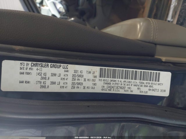 Aukcja sprzedaży 2011 Dodge Durango Crew, vin: 1D4SD4GT1BC706287, numer aukcji: 46000064