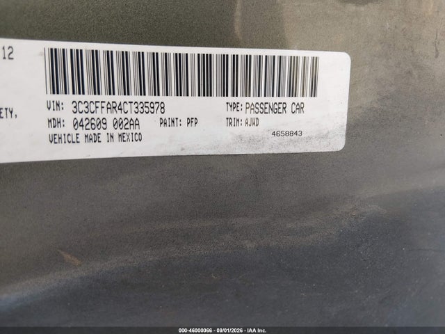 Aukcja sprzedaży 2012 Fiat 500 Pop, vin: 3C3CFFAR4CT335978, numer aukcji: 46000066