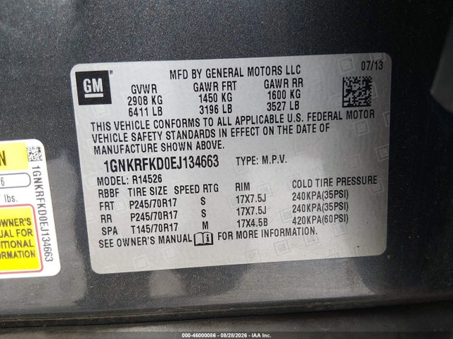Chevrolet Traverse Ls 2014 1GNKRFKD0EJ134663 Image 9