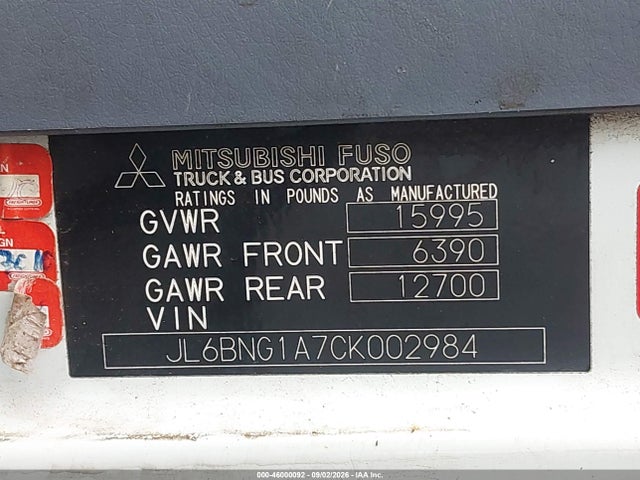 Продаж на аукціоні авто 2012 Mitsubishi Fuso Truck Fe Fec72s, vin: JL6BNG1A7CK002984, номер лоту: 46000092