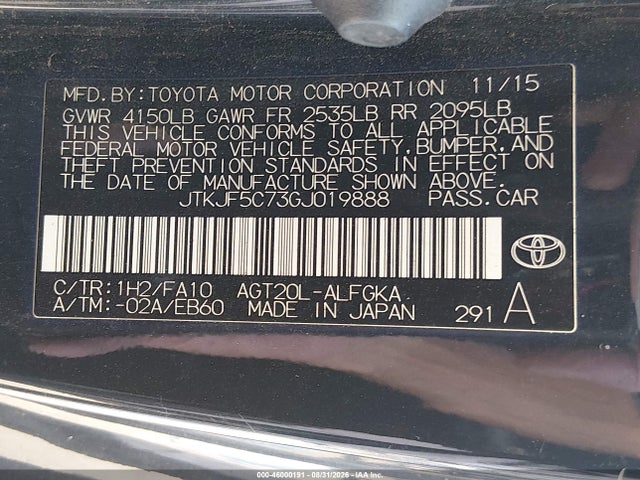 2016 Scion Tc მანქანა იყიდება აუქციონზე, vin: JTKJF5C73GJ019888, აუქციონის ნომერი: 46000191