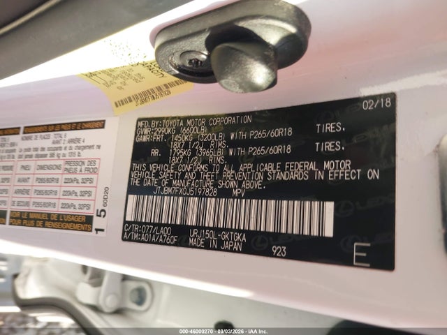 Продаж на аукціоні авто 2018 Lexus Gx 460, vin: JTJBM7FX0J5197828, номер лоту: 46000270