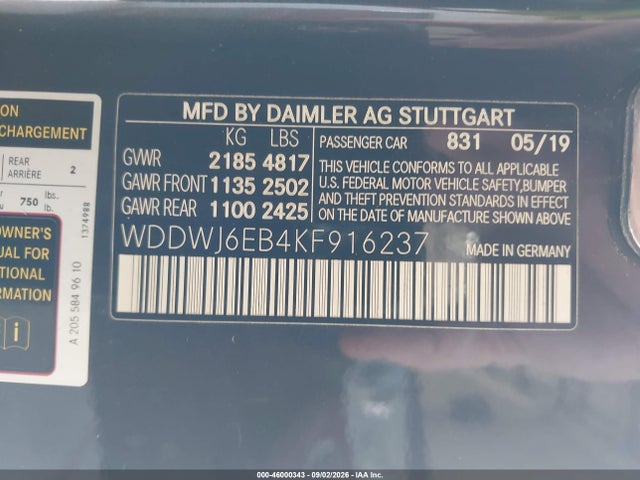 Продаж на аукціоні авто 2019 Mercedes-benz Amg C 43 4matic, vin: WDDWJ6EB4KF916237, номер лоту: 46000343