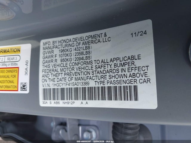 Honda ACCORD SE 2025 1HGCY1F41SA013389 Image 9