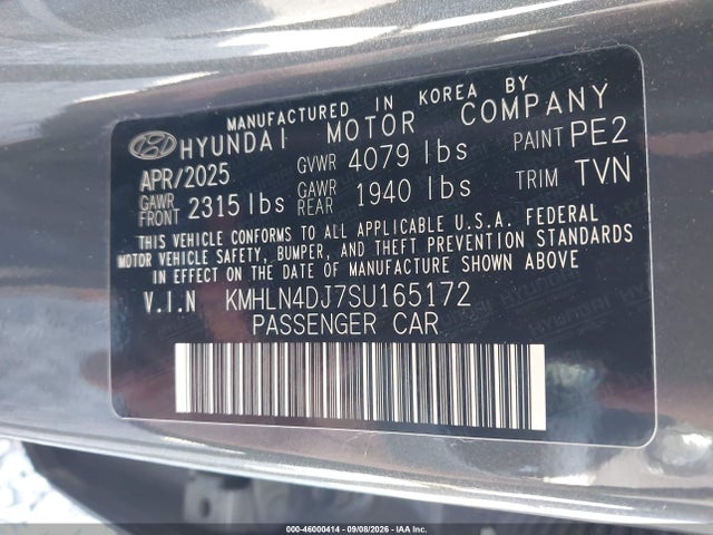 Aukcja sprzedaży 2025 Hyundai Elantra Hybrid Limited, vin: KMHLN4DJ7SU165172, numer aukcji: 46000414