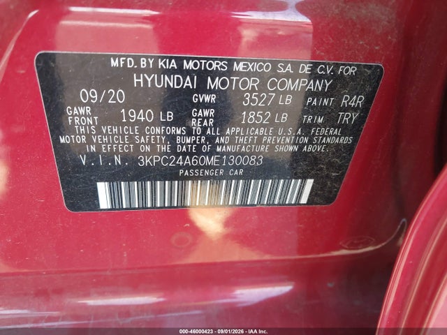 3KPC24A60ME130083 Hyundai ACCENT SE