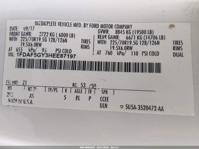 Ford F-550 Chassis Xl 2017 1FDAF5GY3HEE87197 Image 9
