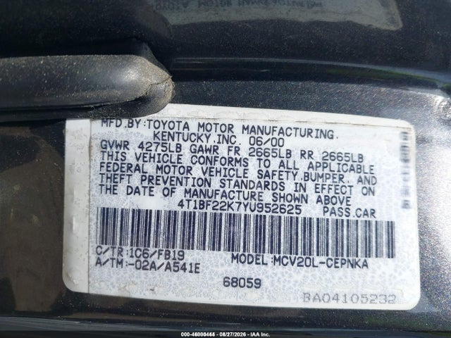 Продажа на аукционе авто 2000 Toyota Camry Le V6, vin: 4T1BF22K7YU952625, номер лота: 46000444