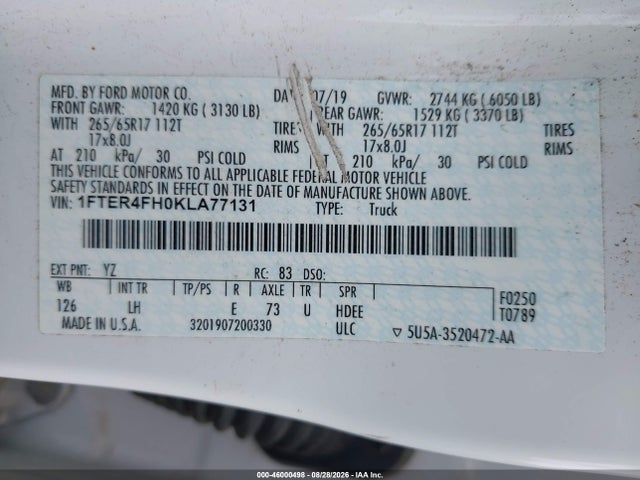 Ford RANGER XL 2019 1FTER4FH0KLA77131 Image 9