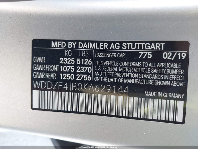 WDDZF4JB0KA629144 Mercedes-Benz E 300