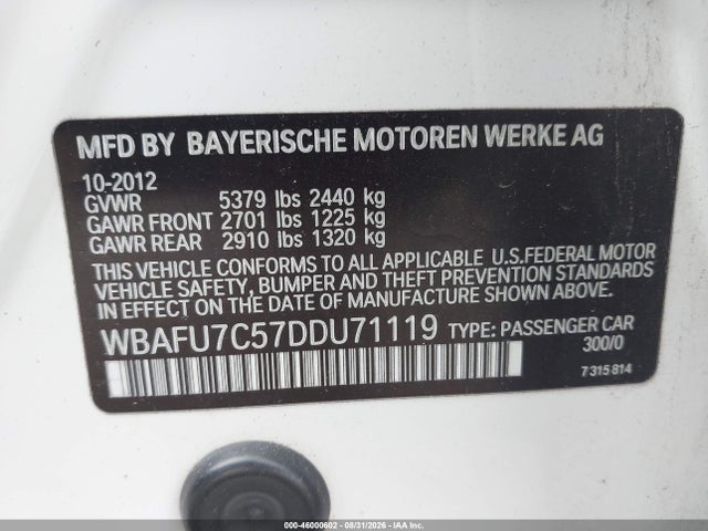 Продажа на аукционе авто 2013 Bmw 535i Xdrive, vin: WBAFU7C57DDU71119, номер лота: 46000602