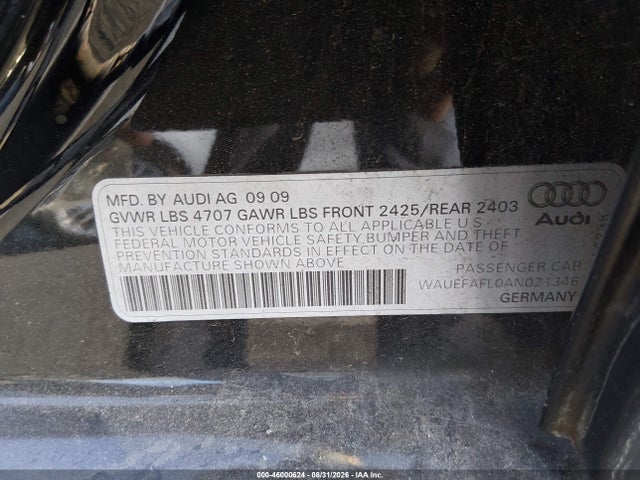 Продаж на аукціоні авто 2010 Audi A4 2.0t Premium, vin: WAUEFAFL0AN021346, номер лоту: 46000624