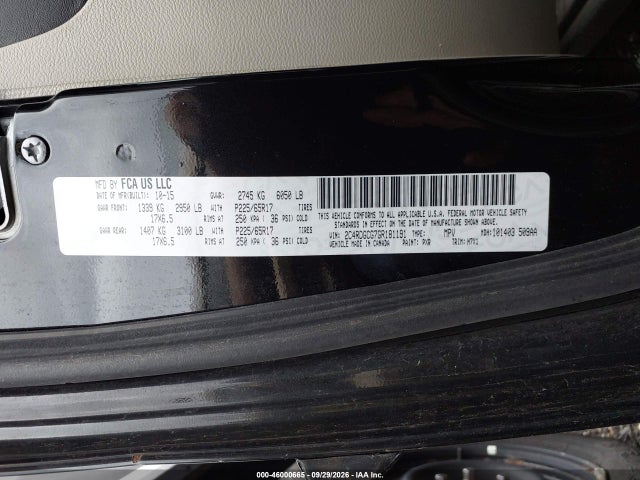Продажа на аукционе авто 2016 Dodge Grand Caravan Sxt, vin: 2C4RDGCG7GR181191, номер лота: 46000665