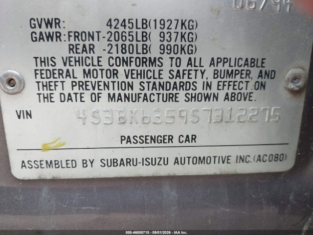 Aukcja sprzedaży 1995 Subaru Legacy L/outback, vin: 4S3BK6359S7312275, numer aukcji: 46000715