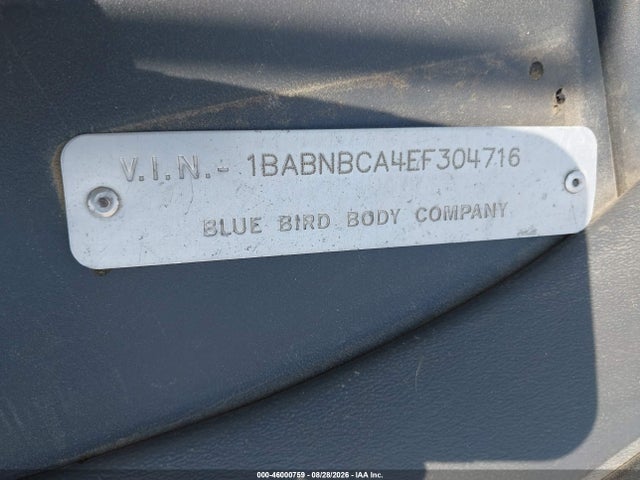Blue Bird School Bus / Transit Bus 2014 1BABNBCA4EF304716 Image 9