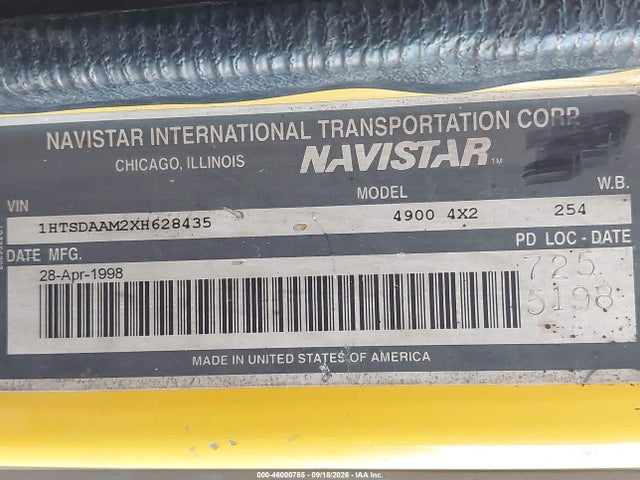 46000785 :رقم المزاد ، 1HTSDAAM2XH628435 vin ، 1999 International 4000 4900 مزاد بيع