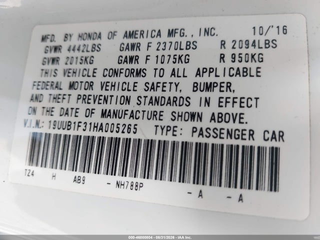 Acura TLX 2017 19UUB1F31HA005265 Image 9