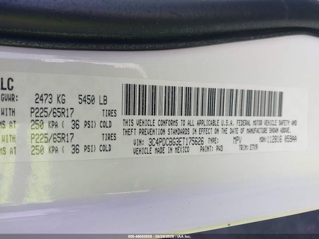 3C4PDCBG3ET175626 Dodge Journey Sxt