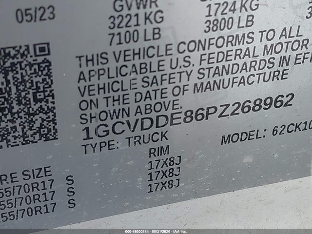 Aukcja sprzedaży 2023 Chevrolet Silverado 1500 4wd  Standard Bed Lt, vin: 1GCVDDE86PZ268962, numer aukcji: 46000884
