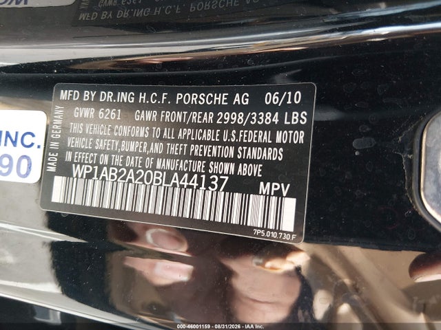 Продаж на аукціоні авто 2011 Porsche Cayenne S, vin: WP1AB2A20BLA44137, номер лоту: 46001159